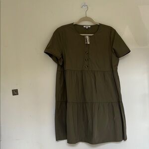 Madewell Olive Green Button-Front Dress